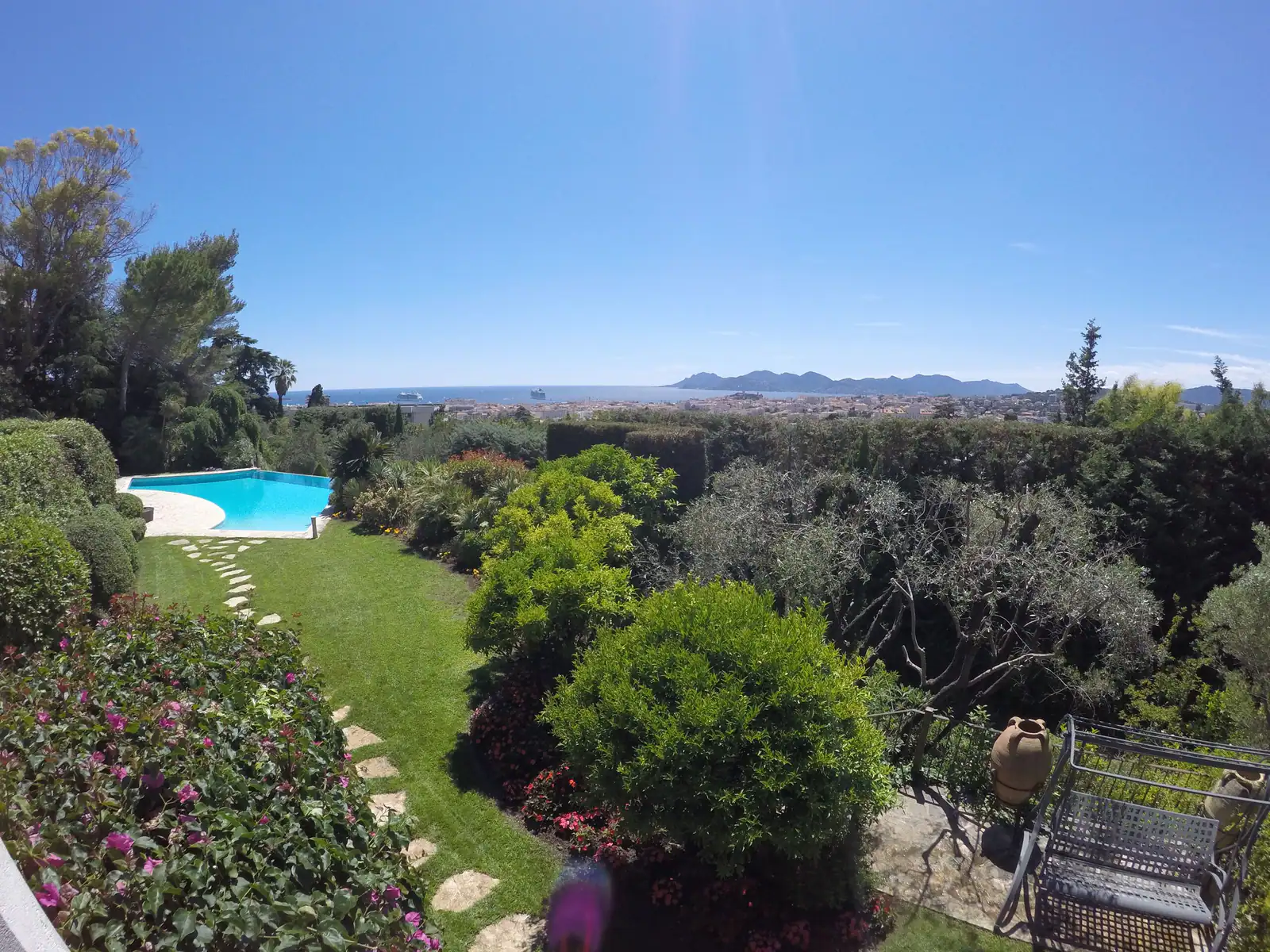 Landscaped garden overlooking the Mediterranean